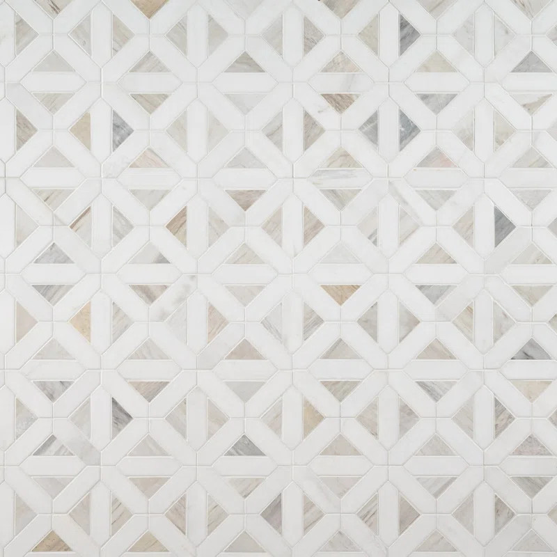 Angora Geometric 12" x 12" Polished Marble Mosaic Floor and Wall Tile | Wayfair North America