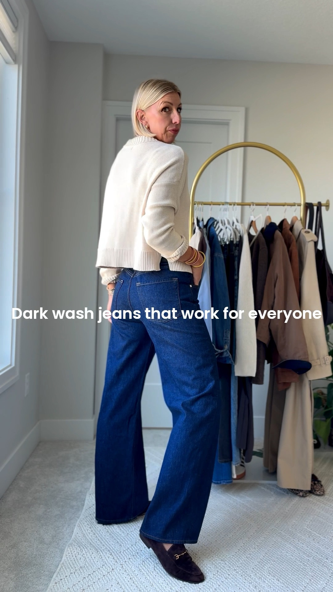 Dark Wash Wide-Leg Jeans for Fall 🍂 Wearing a size small organic cotton cardigan (runs oversized) paired with my true-to-size 28 wide-leg, relaxed jeans. Perfect for effortless fall style and all-day comfort!

#LTKOver40 #LTKSeasonal #LTKStyleTip