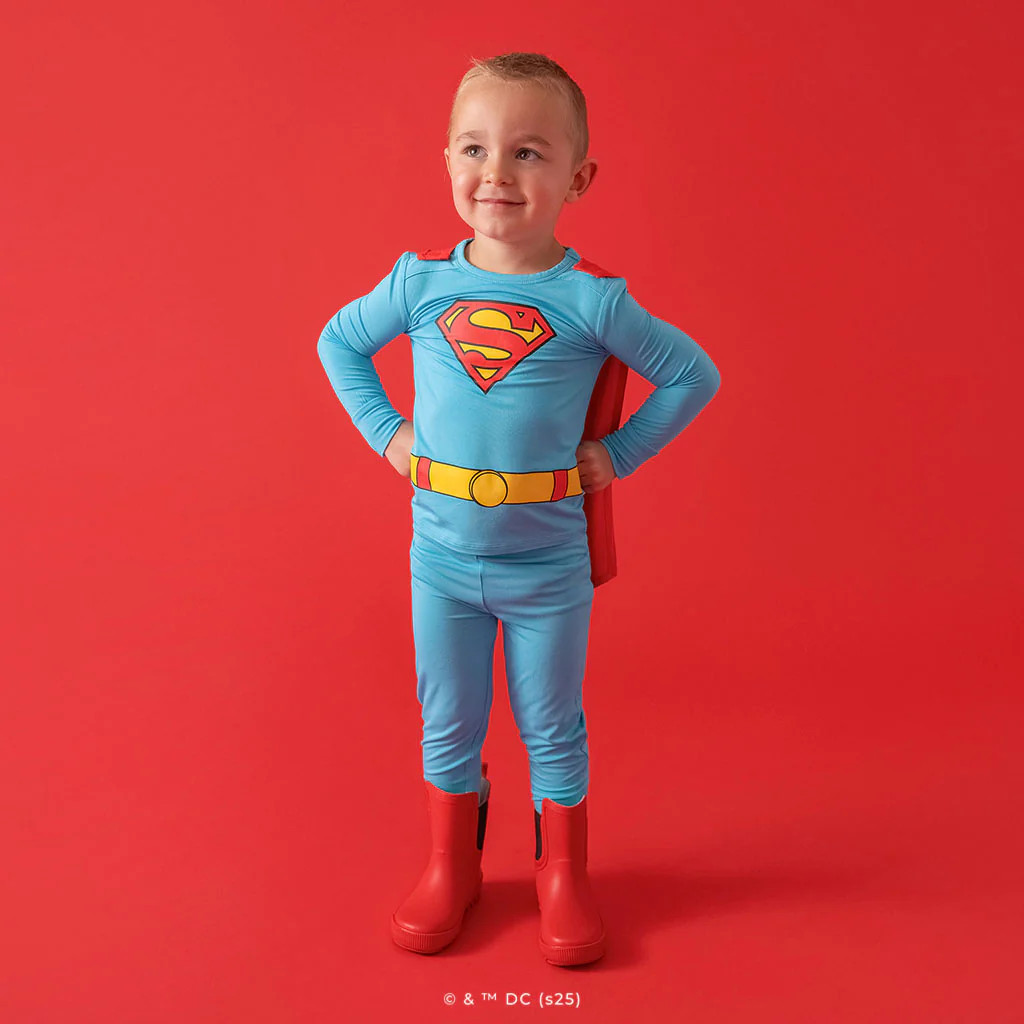 WB Blue I Am Superman Cape Shirt & Pant Set | Posh Peanut® | Posh Peanut
