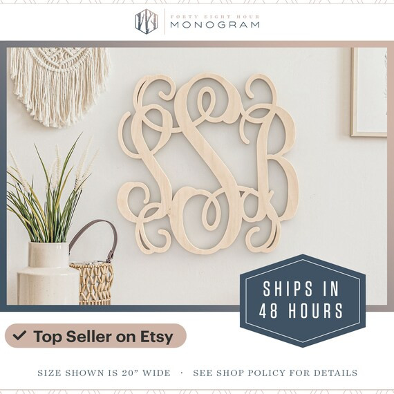 Traditional Wooden Monogram Letters Vine Font  Wedding | Etsy | Etsy (US)