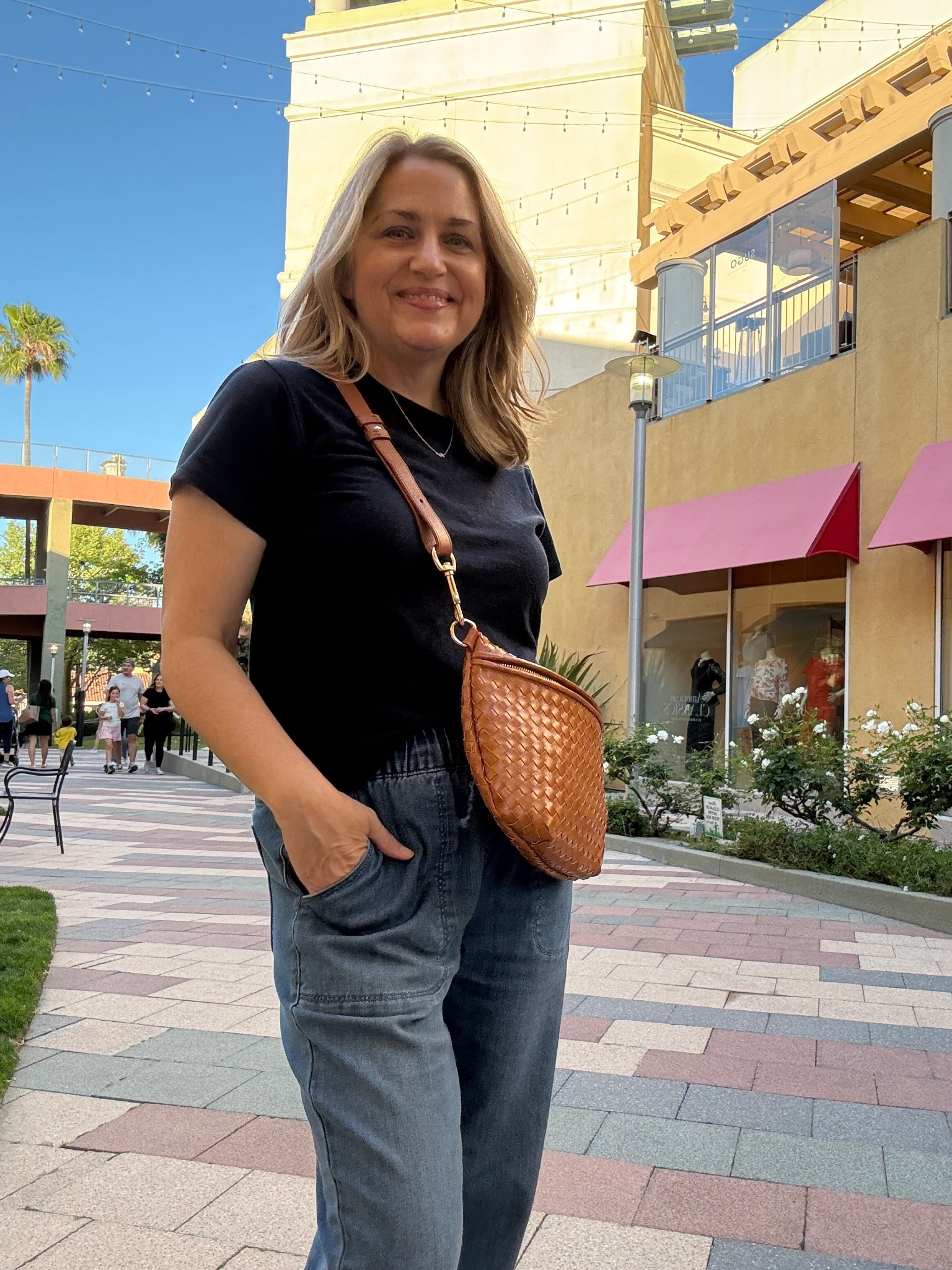 Dinner outside on a nice night. Comfy, elastic tie jeans  

#LTKootd #LTKOver40 #LTKTravel