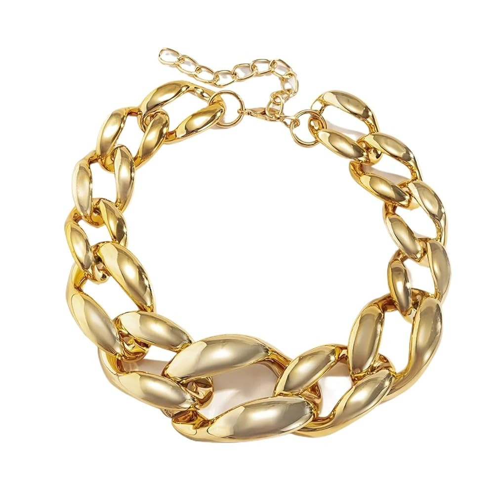 1PCS Material Exaggerated Big Necklace Collar for Women Hiphop Chunky Chain Jewelry | Amazon (US)