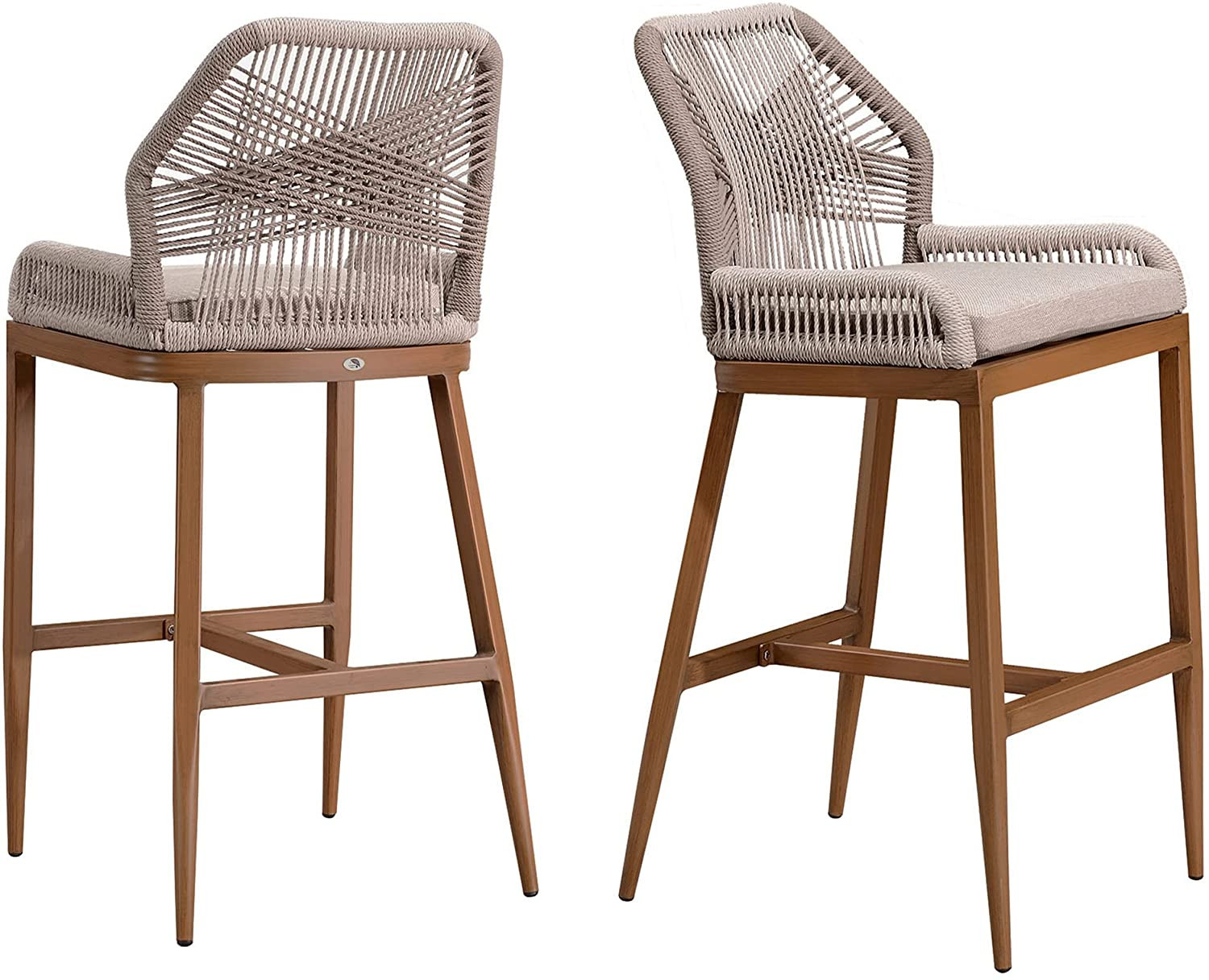 PURPLE LEAF Outdoor Counter Height Bar Stools Chair Set of 2 Bar Stool Chairs Modern Patio Metal ... | Amazon (US)