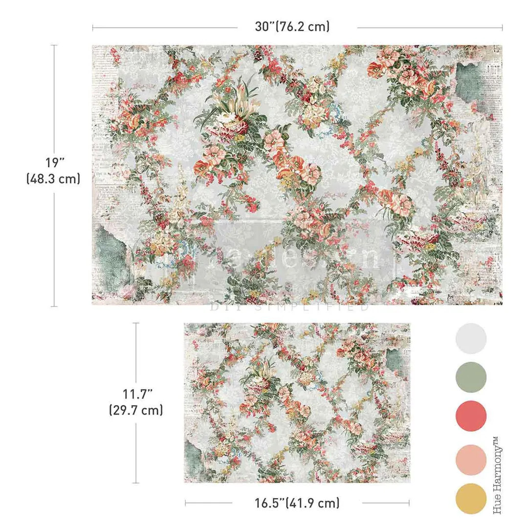 JARDIN FLEURI Decoupage Paper Set || Redesign With Prima Fiber Paper || 2 Sheets 2 Sizes || Shabb... | Etsy (US)