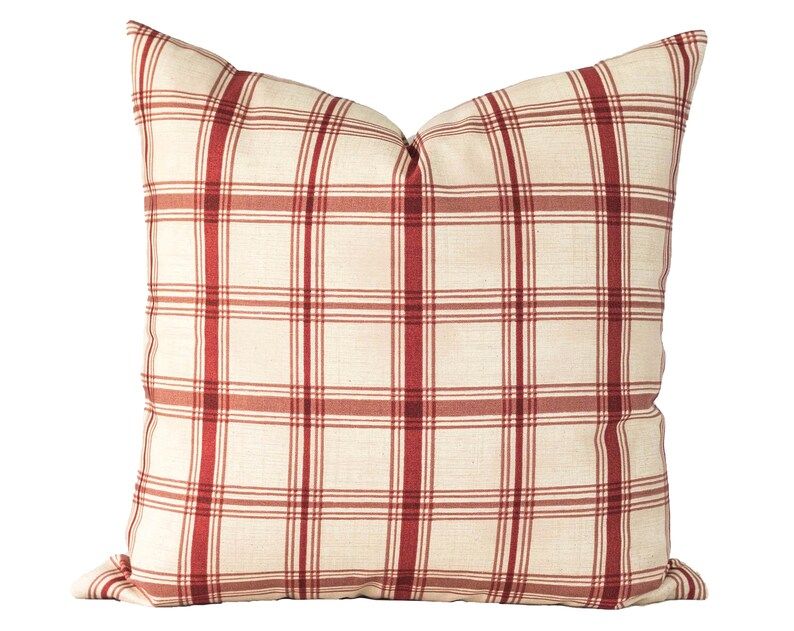 Red Plaid Pillow Cover, Christmas Pillow, Red Pillow, Traditional Christmas Pillow, Plaid Red Pil... | Etsy (US)