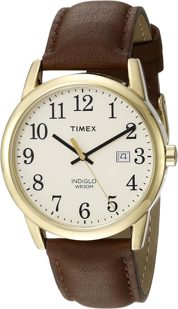 Timex Men's Easy Reader Leather Strap 38mm Watch | Amazon (US)