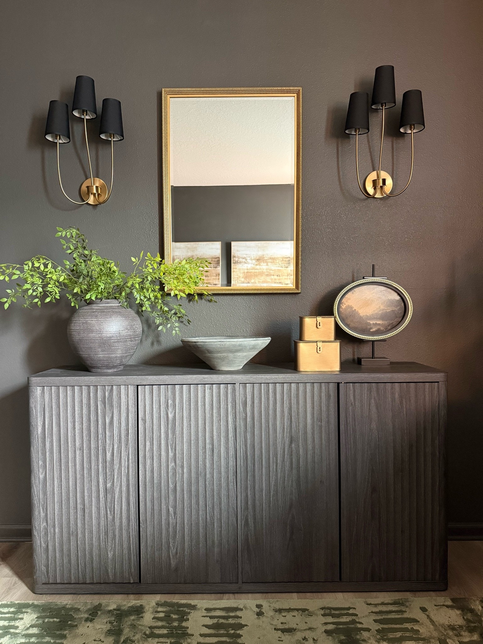 This gorgeous oversized vase is back in stock! Amazing price for the size 🤌🏽 

Sideboard styling, oversized vase, faux stems, office inspo, black sconces

#LTKHome #LTKSeasonal