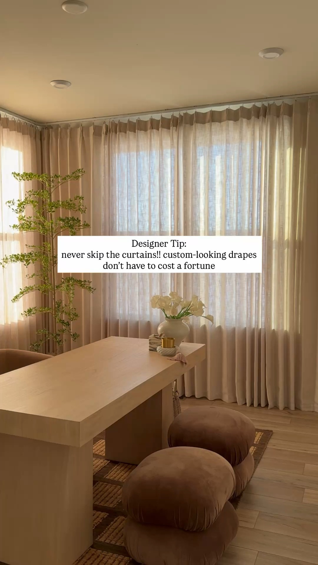 Designer tips on curtains + A ceiling track changes everything. It draws the eye up and makes your ceilings feel taller. It also gives that custom, built-in look without actually going custom. Once you do this, rods just don’t compare.

#LTKmorningroutine #LTKHome #LTKSaleAlert