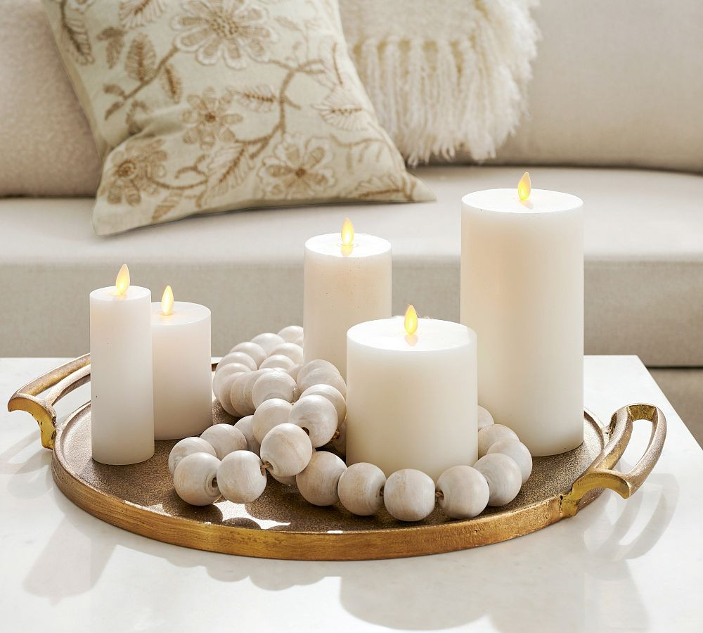 Premium Flickering Flameless Wax Pillar Candle | Pottery Barn (US)