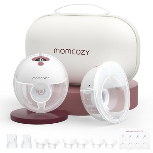Momcozy M5 Hands-Free Wearable Breast Pump, Double-Sealed Flange for Baby-Like Comfort, 3 Modes & 9 Suction Levels, Portable Electric Pump – 24mm, 2-Pack Cozy Red | Amazon (US)