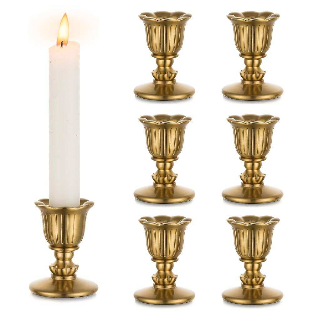 Vintage Candlestick Candle Holders Brass - Romadedi Taper Gold Candle Stick Victorian Style for T... | Amazon (US)