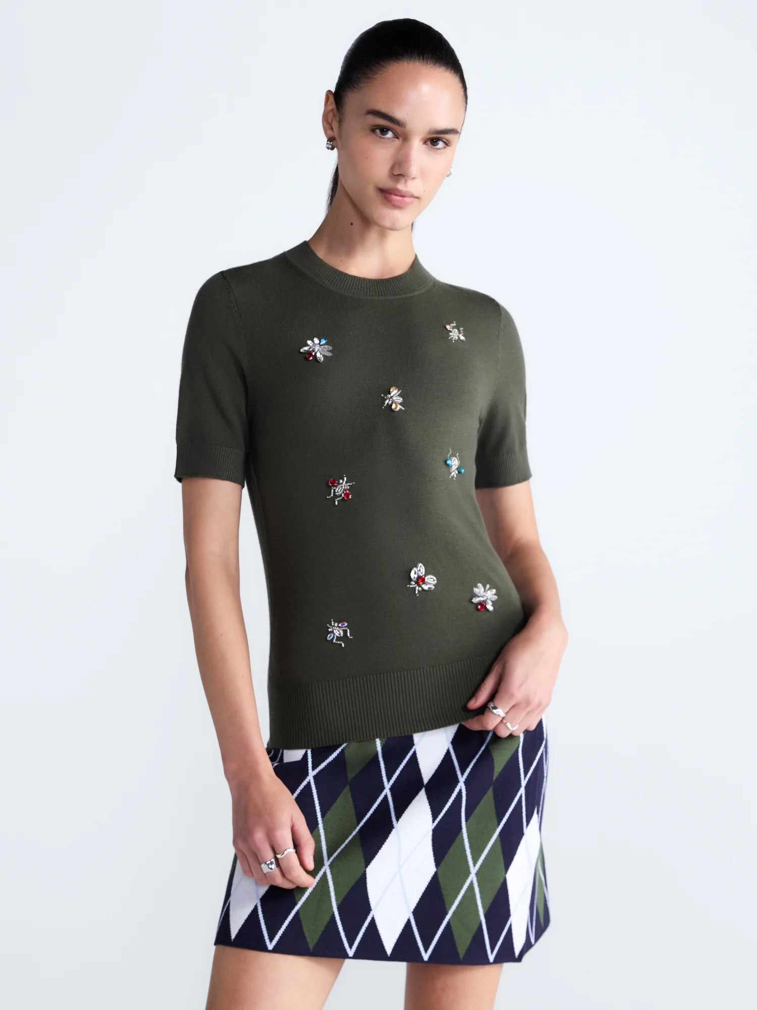 Free Assembly Women's and Women's Plus Embellished Cozy Yarn Sweater with Short Sleeves, Sizes XS... | Walmart (US)