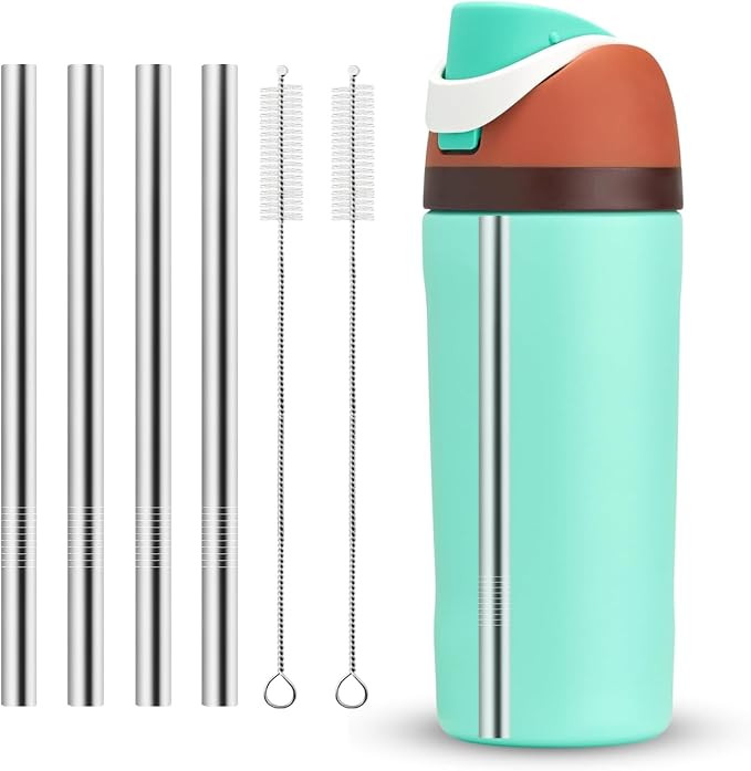 Metal Straw Replacement for Owala Kids Water Bottle 16 oz Accessories, With 2 Straw Cleaner, Reus... | Amazon (US)