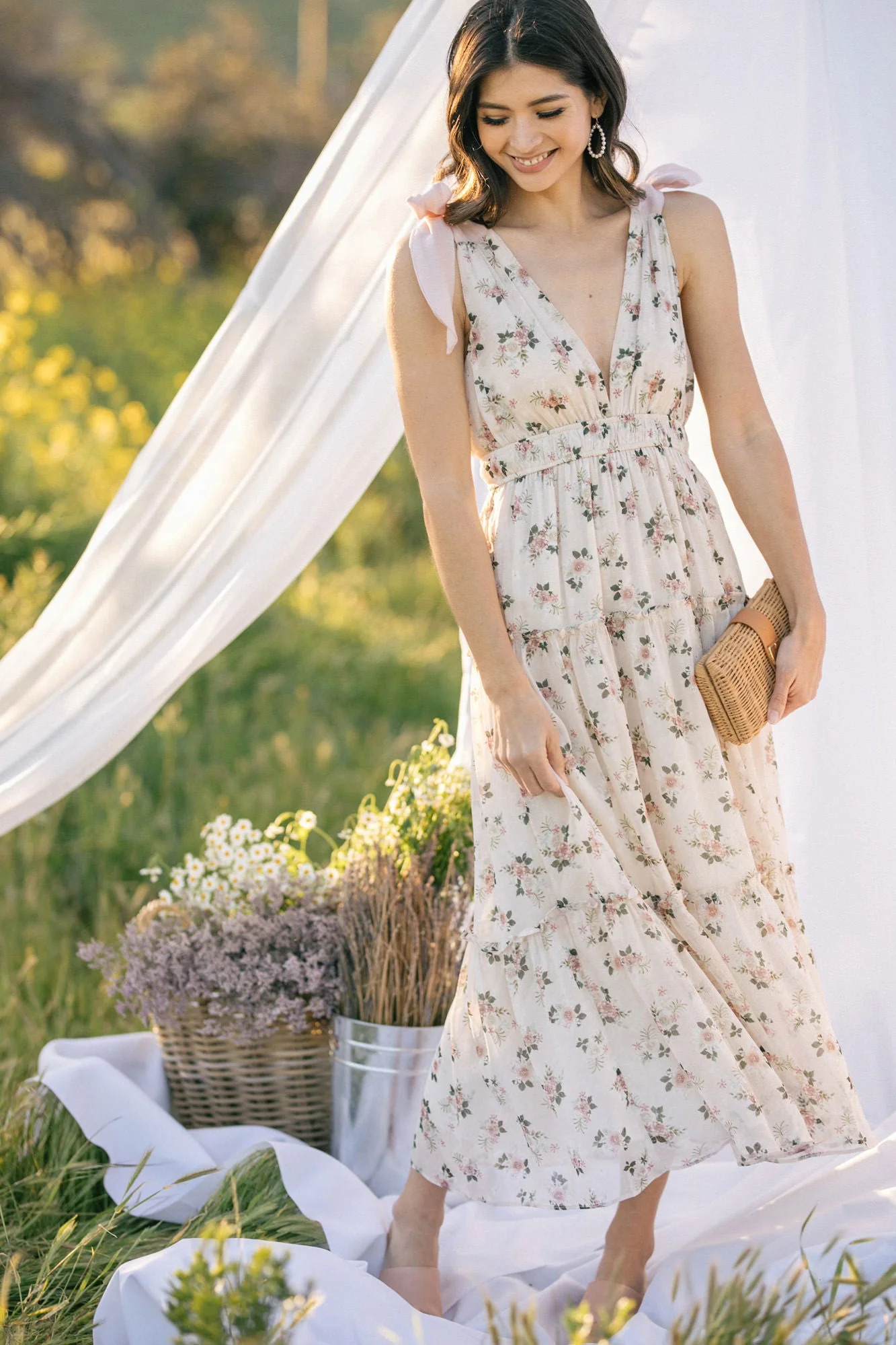 Patricia Tie Shoulder Dress | Morning Lavender