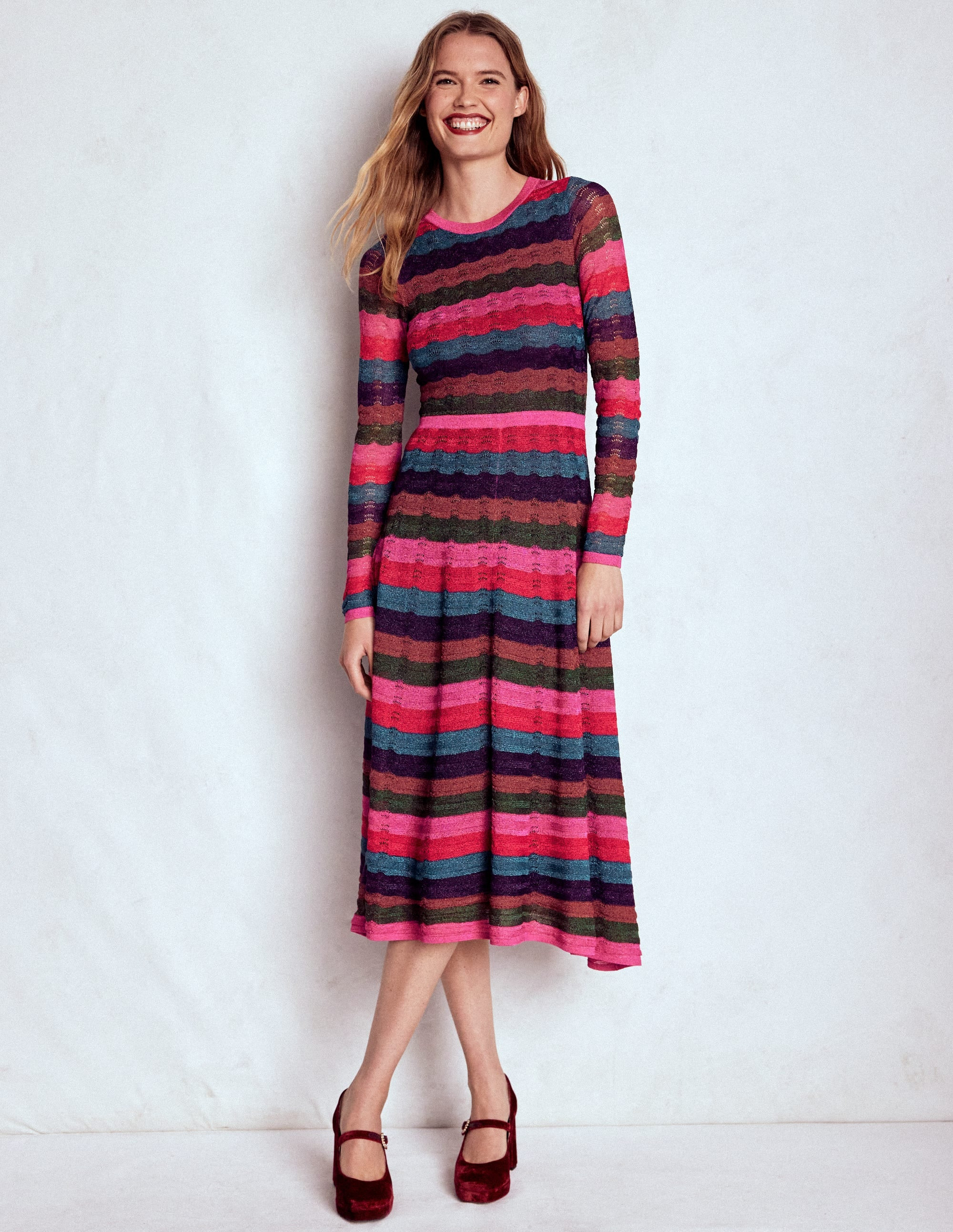Metallic Wave Dress-Multi Stripe | Boden (US)
