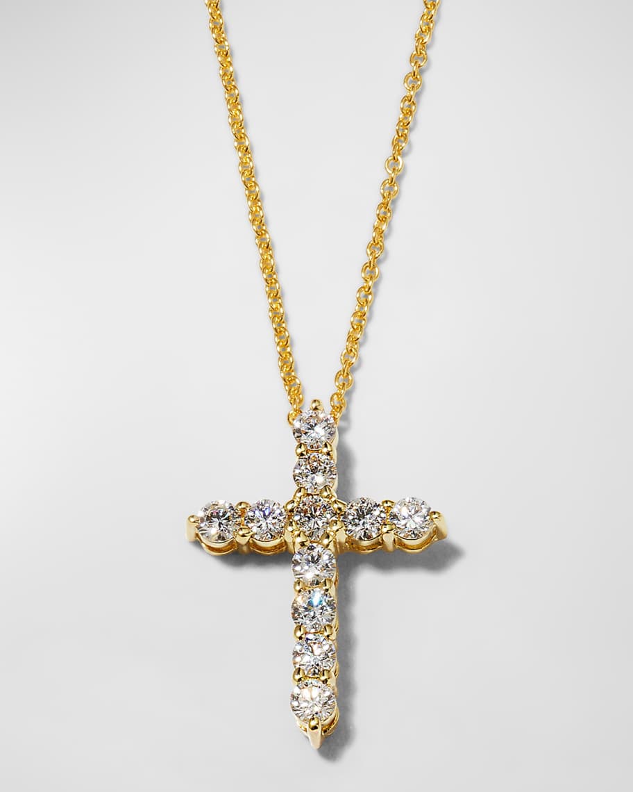 Roberto Coin Tiny Treasure 18k Gold Diamond Cross Necklace | Neiman Marcus