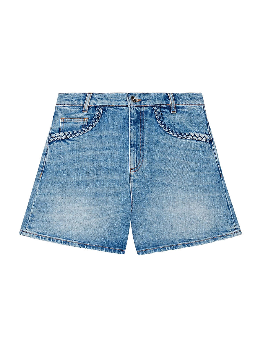Women's Denim Shorts with Braided Trim - Blue - Size 10 | Saks Fifth Avenue