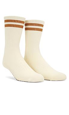 WellBeing + BeingWell Striped Tube Grip Sock in Ivory Adobe Brown from Revolve.com | Revolve Clothing (Global)