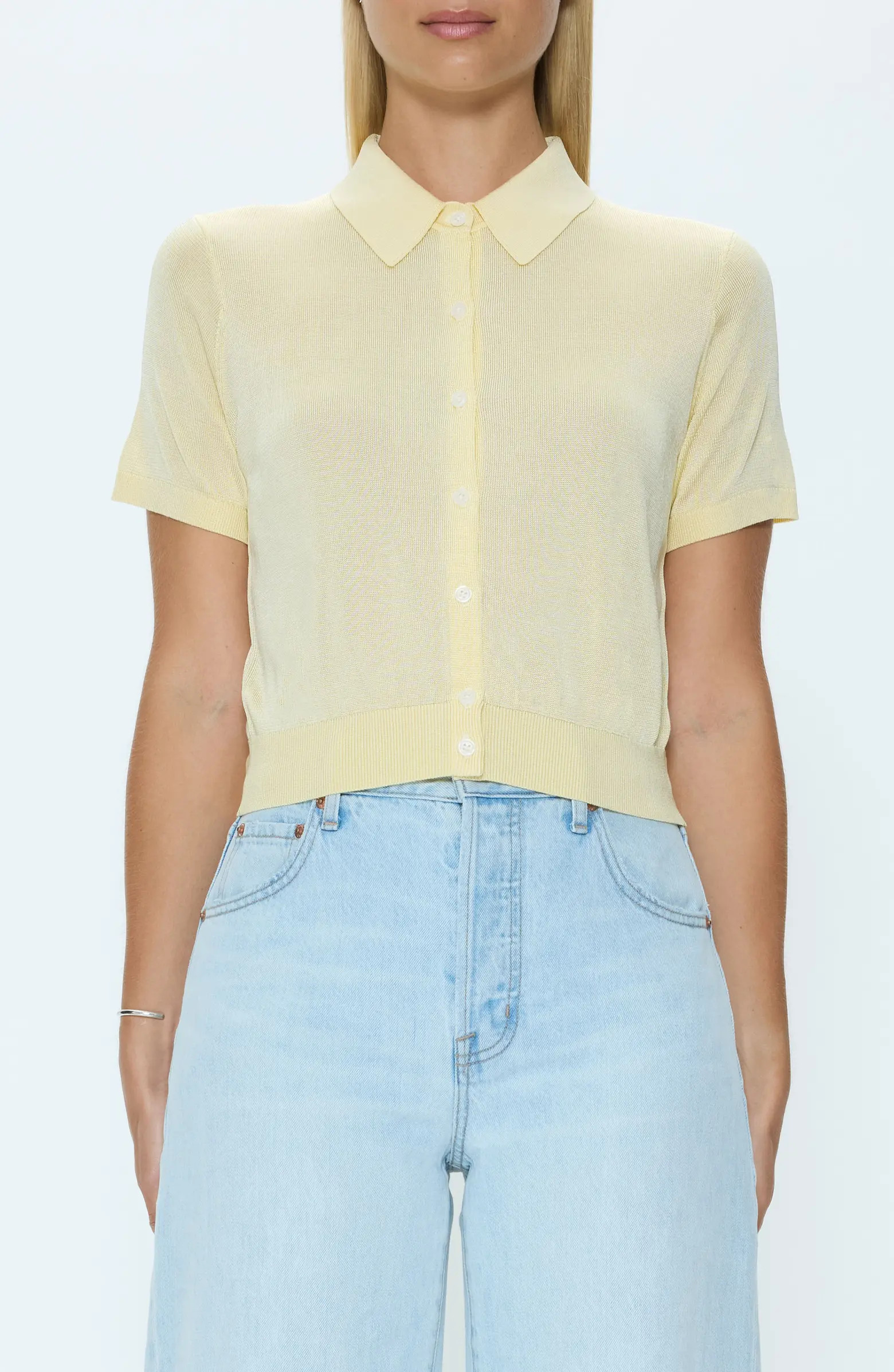 Lucca Short Sleeve Button-Up Knit Top | Nordstrom