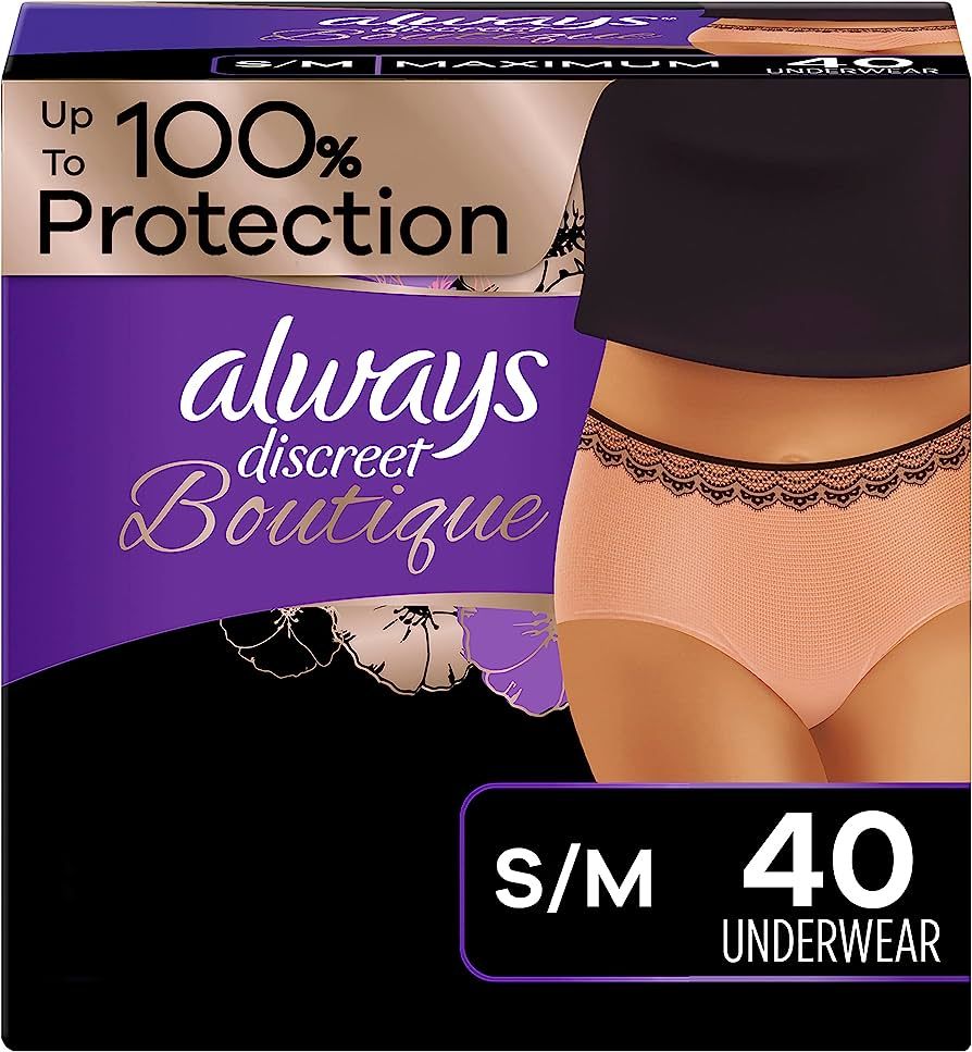 Always Discreet Boutique, Incontinence & Postpartum Underwear For Women, Size Small/Medium,Peach,... | Amazon (US)