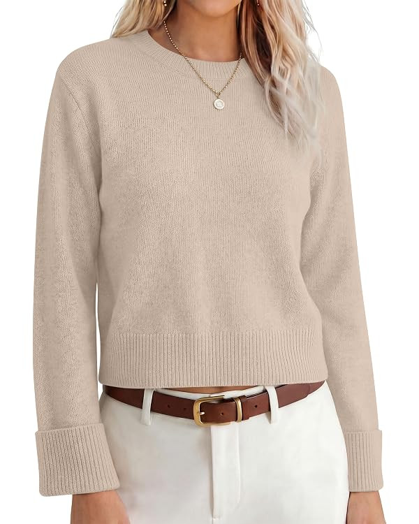 ANRABESS Sweaters for Women Cropped Fall Lightweight Pullover | Amazon (US)