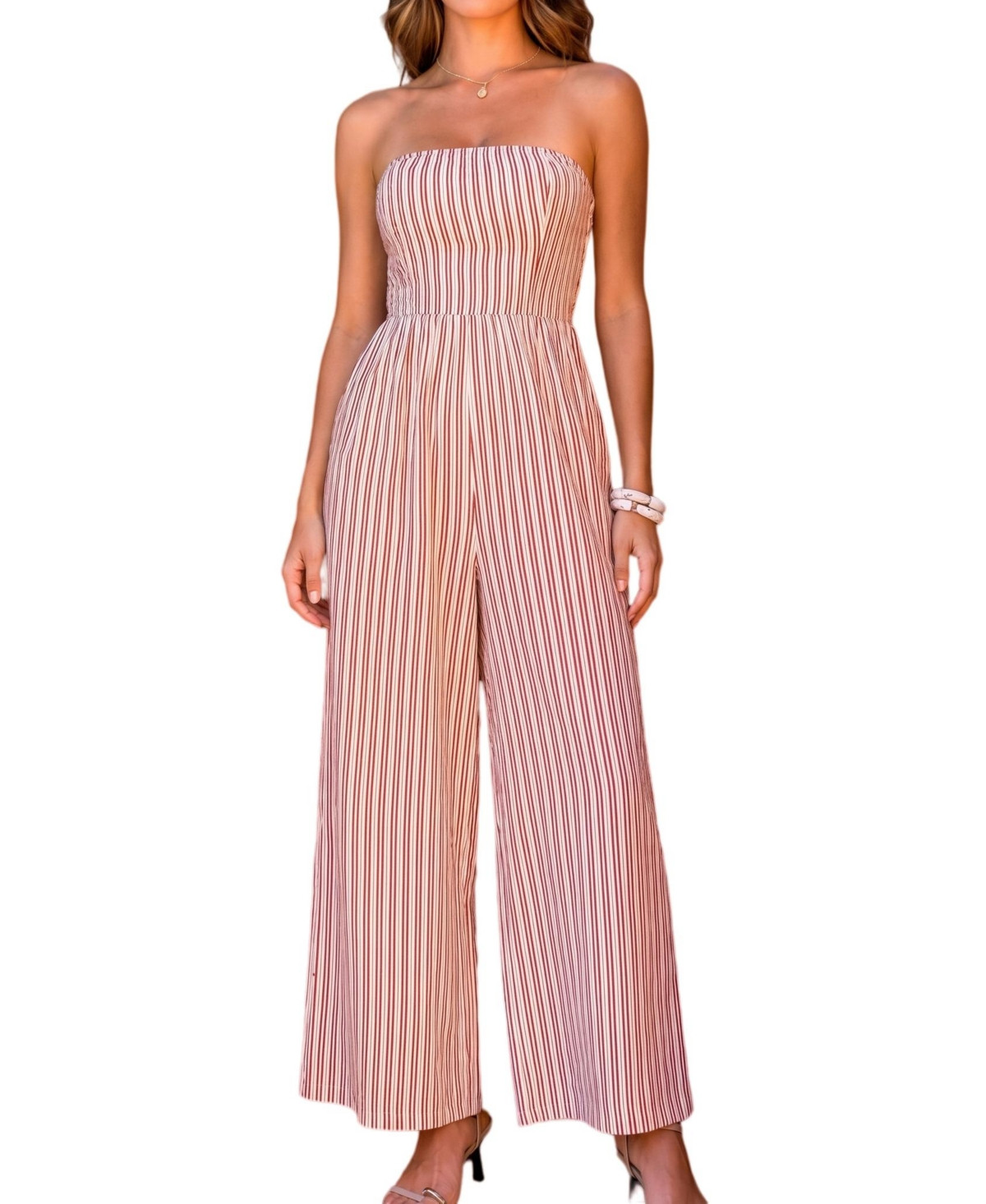 Cupshe Women's Summer in the City Striped Jumpsuit - Brown | Macy's