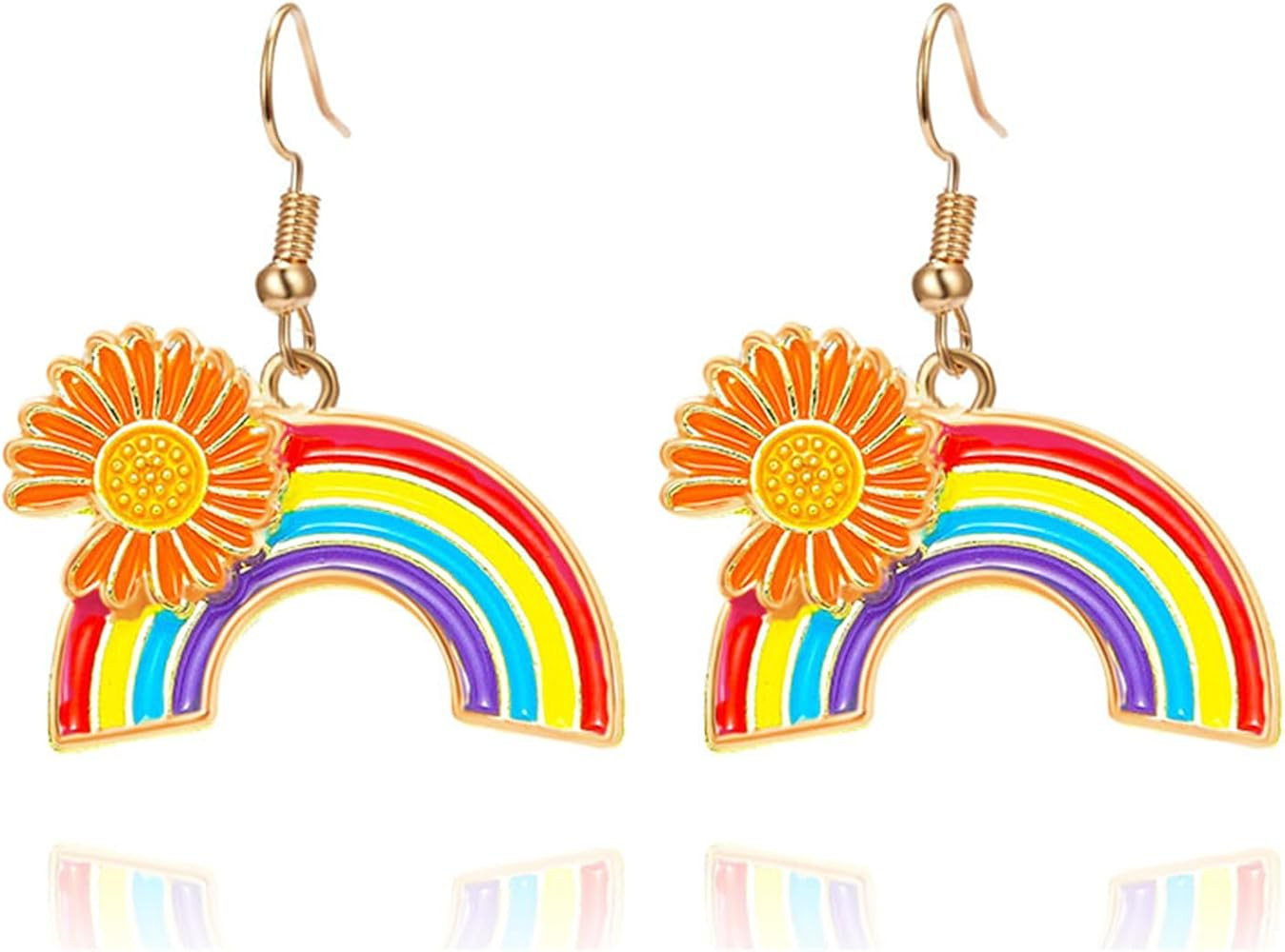 MALOYANVE Rainbow LGBT Pride Earrings for Women Unique Enamel Colorful Rainbow Shaped Earrings Da... | Amazon (US)