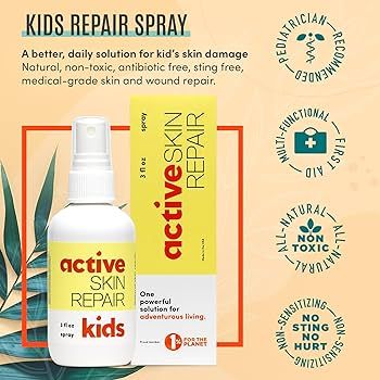 Active Skin Repair Kids First Aid Spray - Non-Toxic & Natural Antiseptic for Minor Cuts, Wounds, ... | Amazon (US)