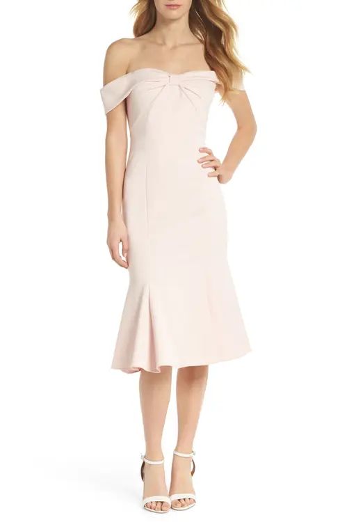 Gal Meets Glam Collection Tyler Off the Shoulder Scuba Crepe Dress | Nordstrom