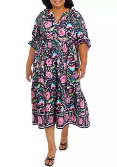 Plus Size Floral Printed  Peasant Dress | Belk