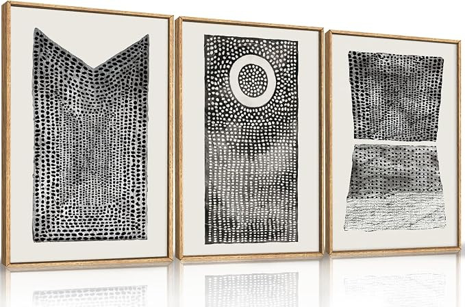 Abstract Dot Pattern Framed Canvas Wall Art Set,Minimalist Black and White Wall Decor,Neutral Geo... | Amazon (US)