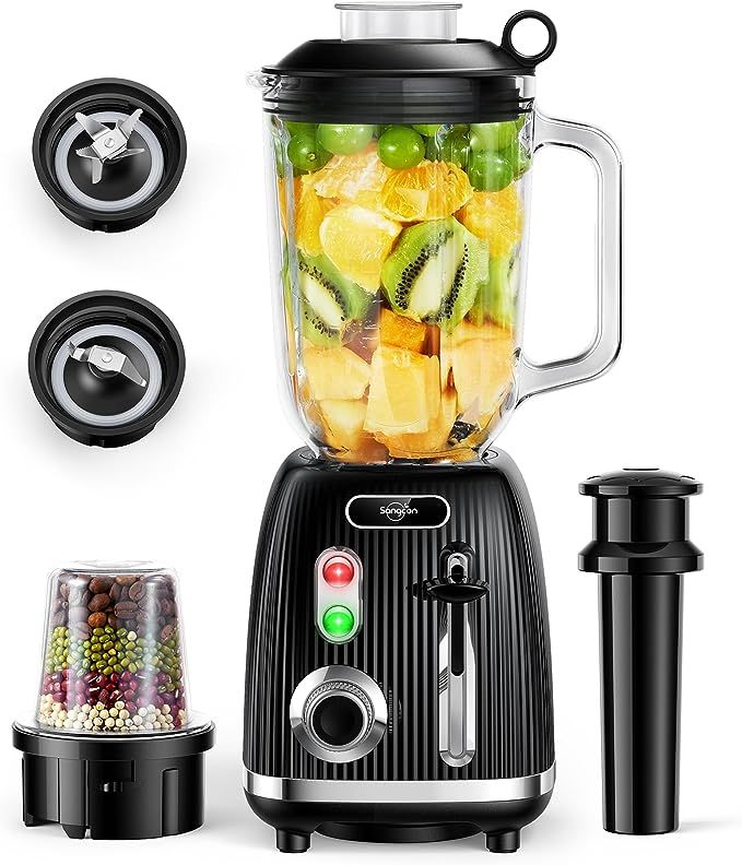 Sangcon 800W Blender for Shakes and Smoothies with 57 Oz Glass Jar & 10 Oz Grinding Cup, Blenders... | Amazon (US)