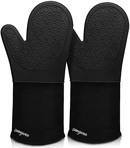 Extra Long Silicone Oven Mitts, sungwoo Durable Heat Resistant Oven Gloves with Quilted Liner Non... | Amazon (US)