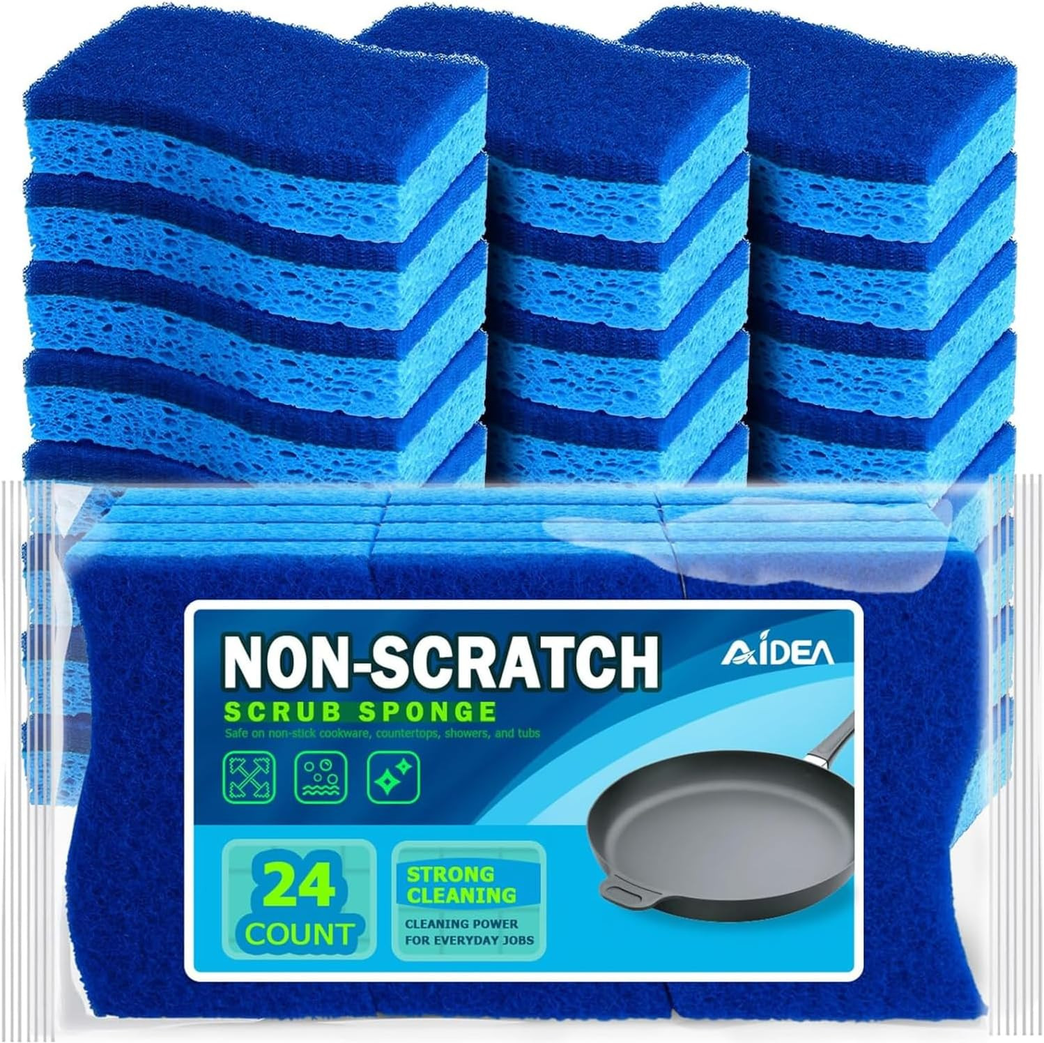 AIDEA Non Scratch Scrub Sponge-24Count, Sponges Kitchen, Sponges for Dishes | Amazon (US)