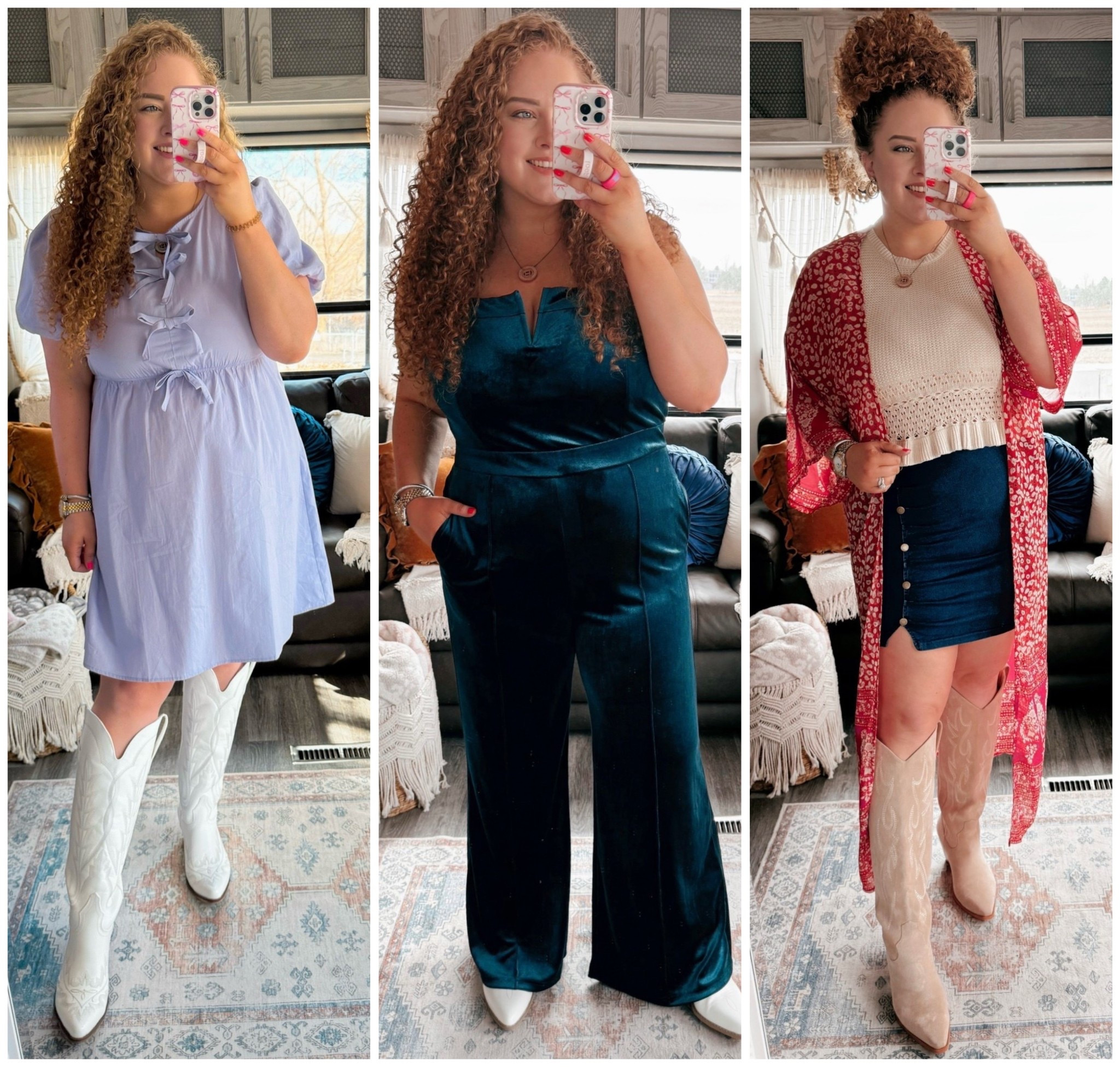 Amazon concert outfits 💖✨denim skirt | amazon denim skirt | tank top | amazon tank top | kimono | amazon kimono | floral kimono | spring kimono | boots | cowgirl boots | amazon cowgirl boots | neutral cowgirl boots | concert look | concert outfit | concert finds | concert outfit inspo | spring concert outfit | spring | spring finds | spring fashion finds | amazon spring finds | amazon spring fashion | spring outfit inspo | spring transition look | spring transition outfit | spring concert | spring concert outfit | country concert outfit | jumpsuit | blue jumpsuit | velvet jumpsuit | amazon blue jumpsuit | amazon blue velvet jumpsuit | white cowgirl boots | amazon white cowgirl boots | purple dress | amazon purple dress | purple bow dress 

#LTKStyleTip #LTKMidsize #LTKFestival