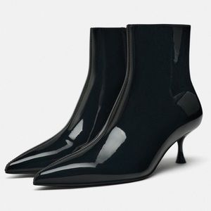Zara New FAUX PATENT LEATHER KITTEN HEEL ANKLE BOOTS. Size 40/9 | Poshmark