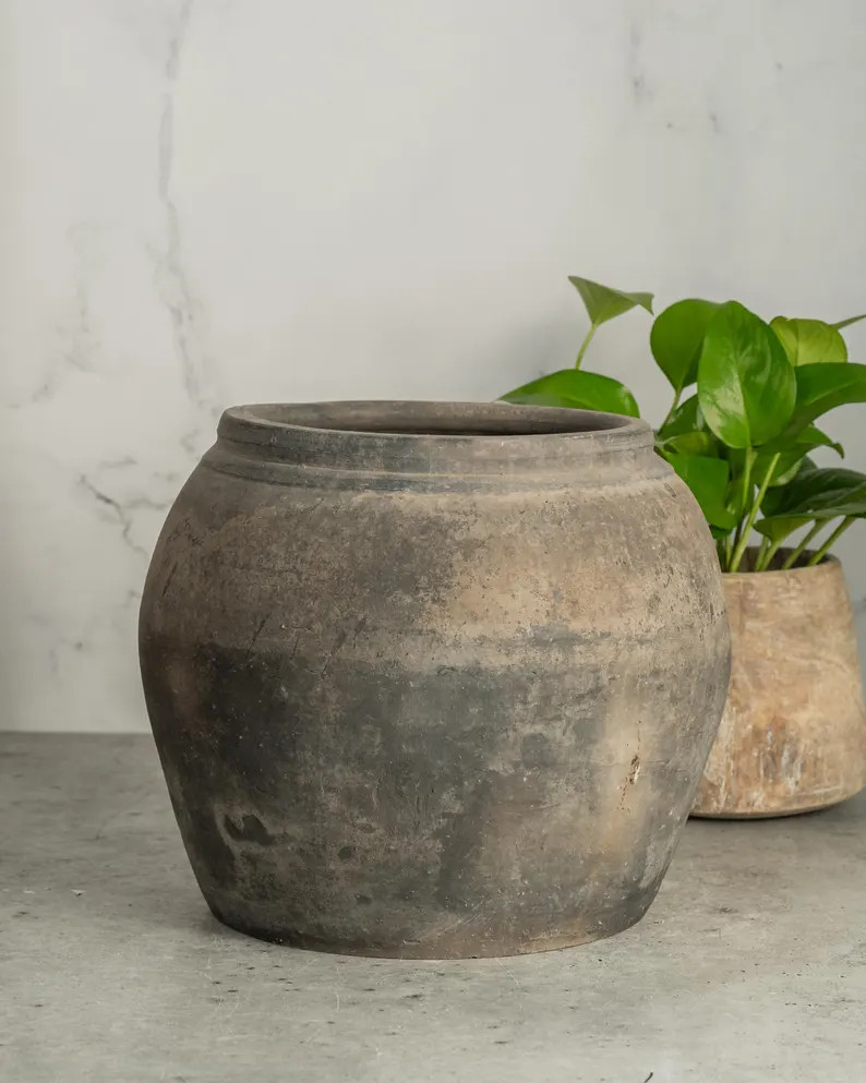 Vintage Grey Black Clay Wabi Sabi Pot G3 free Shipping - Etsy | Etsy (US)