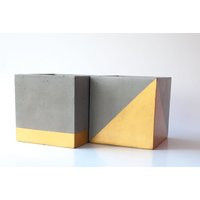 Square Concrete Planter, Mother's Day Gift, Pot, Cement Succulent Indoor Plant Pots, Cube Planter | Etsy (US)