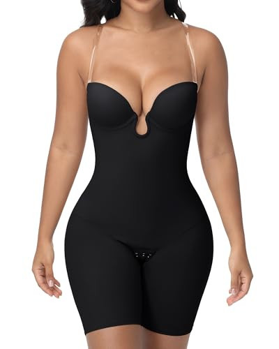 SHAPESHE Backless Shapewear for Women Low Back Strapless Tummy Control Bodysuit Deep U Plunge Butt Lifter Full Body Shaper Fajas Moldeadoras | Amazon (US)