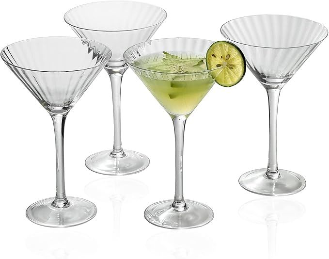 EVEREST GLOBAL Ribbed Optic Martini Glasses 7.5 oz. set of 4 | Amazon (US)