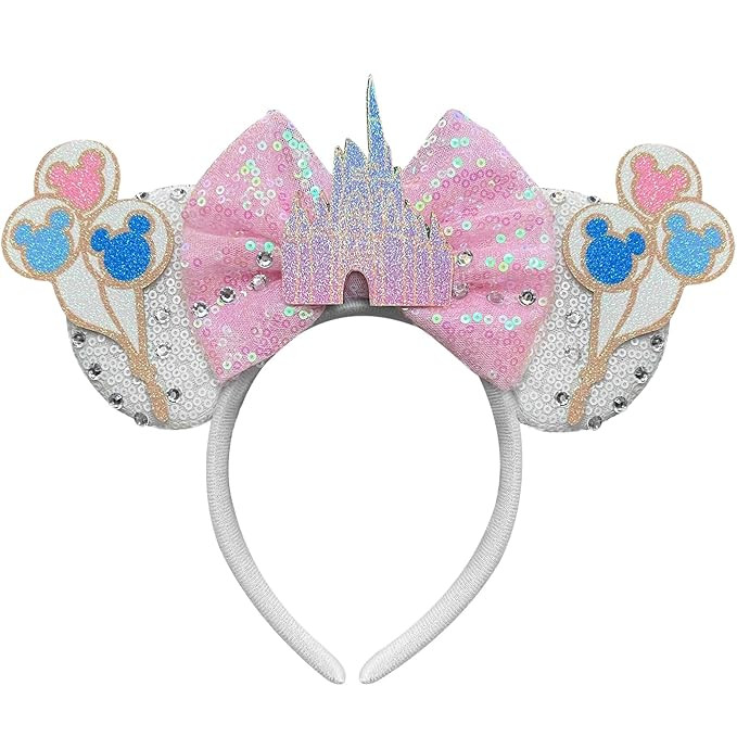 Bolonar Castle Mouse Ears Headband Sequin Pink Mouse Ears Minnie Ears for Girls Mouse Ears Bow He... | Amazon (US)