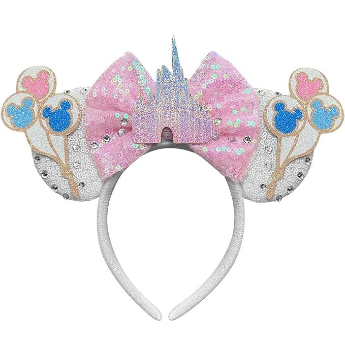 Bolonar Castle Mouse Ears Headband Sequin Pink Mouse Ears Minnie Ears for Girls Mouse Ears Bow He... | Amazon (US)