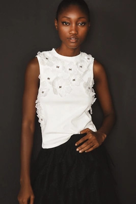 By Anthropologie 3-D Floral Applique Sleeveless Top | Anthropologie (US)