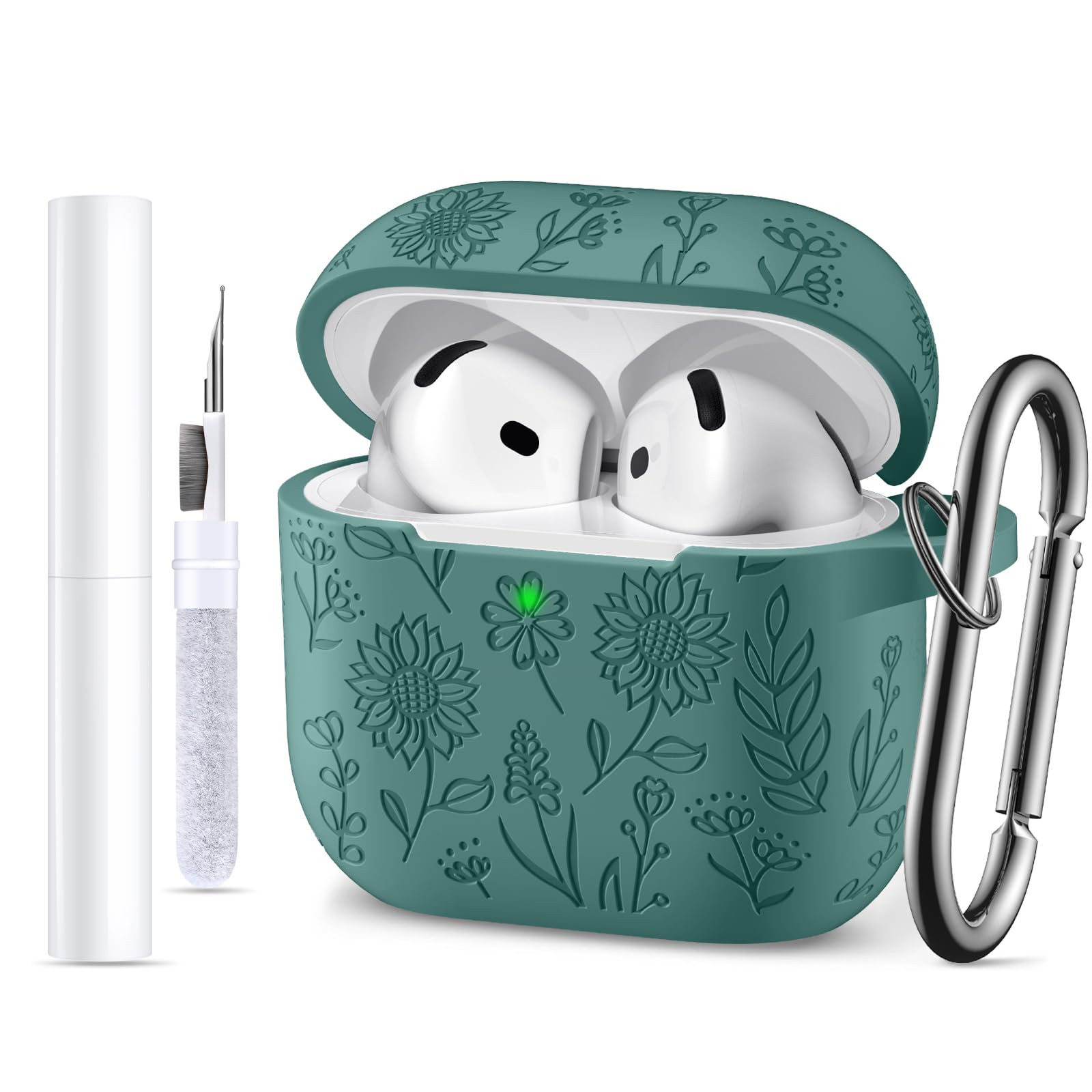 for Airpods 4 Case, DaQin Flower Engraved Case Compatible with Apple Airpods 4th Generation Cases... | Amazon (US)