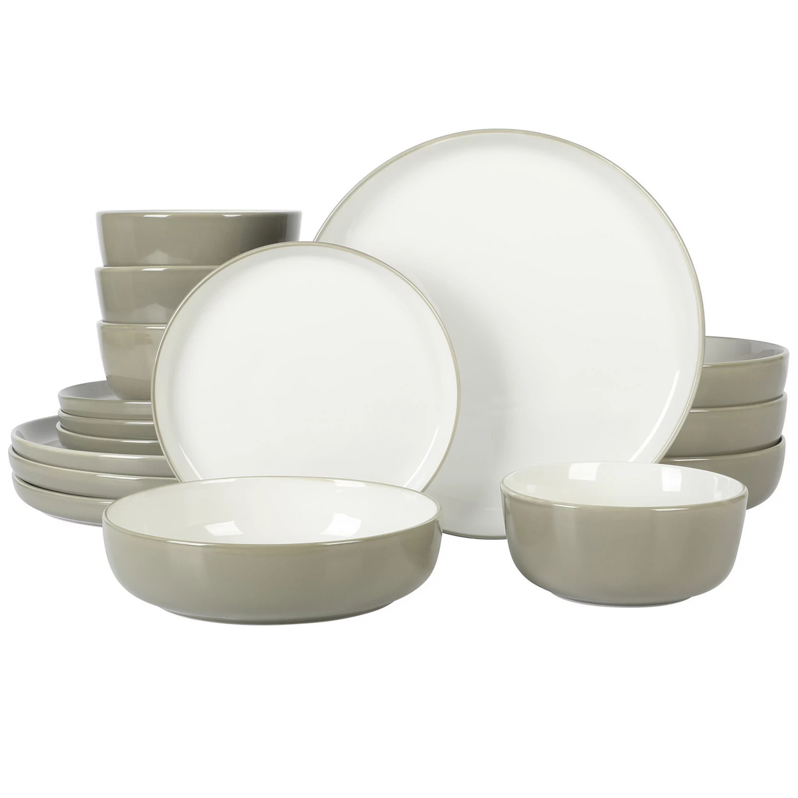 Sur La Table Kitchen Essentials Two-Tone Porcelain Dinnerware 16-piece Set, Gray White | Kohl's