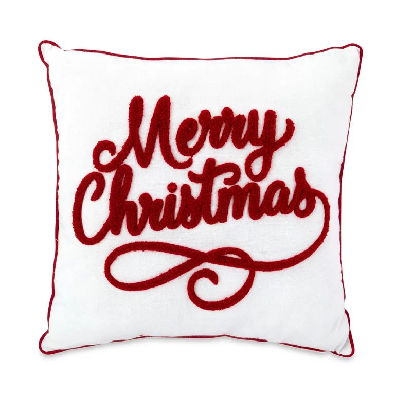 Holiday Time Red Merry Christmas Decorative Pillow, 14"x14" Square - Walmart.com | Walmart (US)