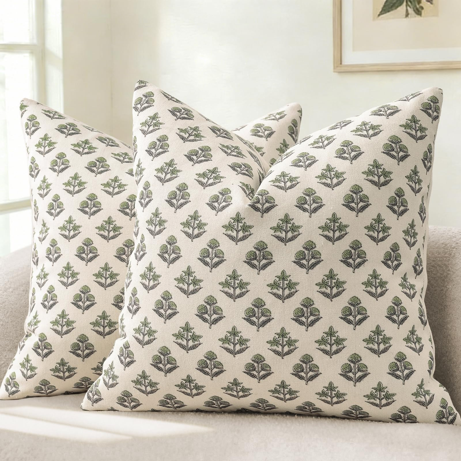 YCOLL Farmhouse Floral Print Throw Pillow Covers 18x18 Set of 2, Rustic Decorative Cushion Covers... | Amazon (US)