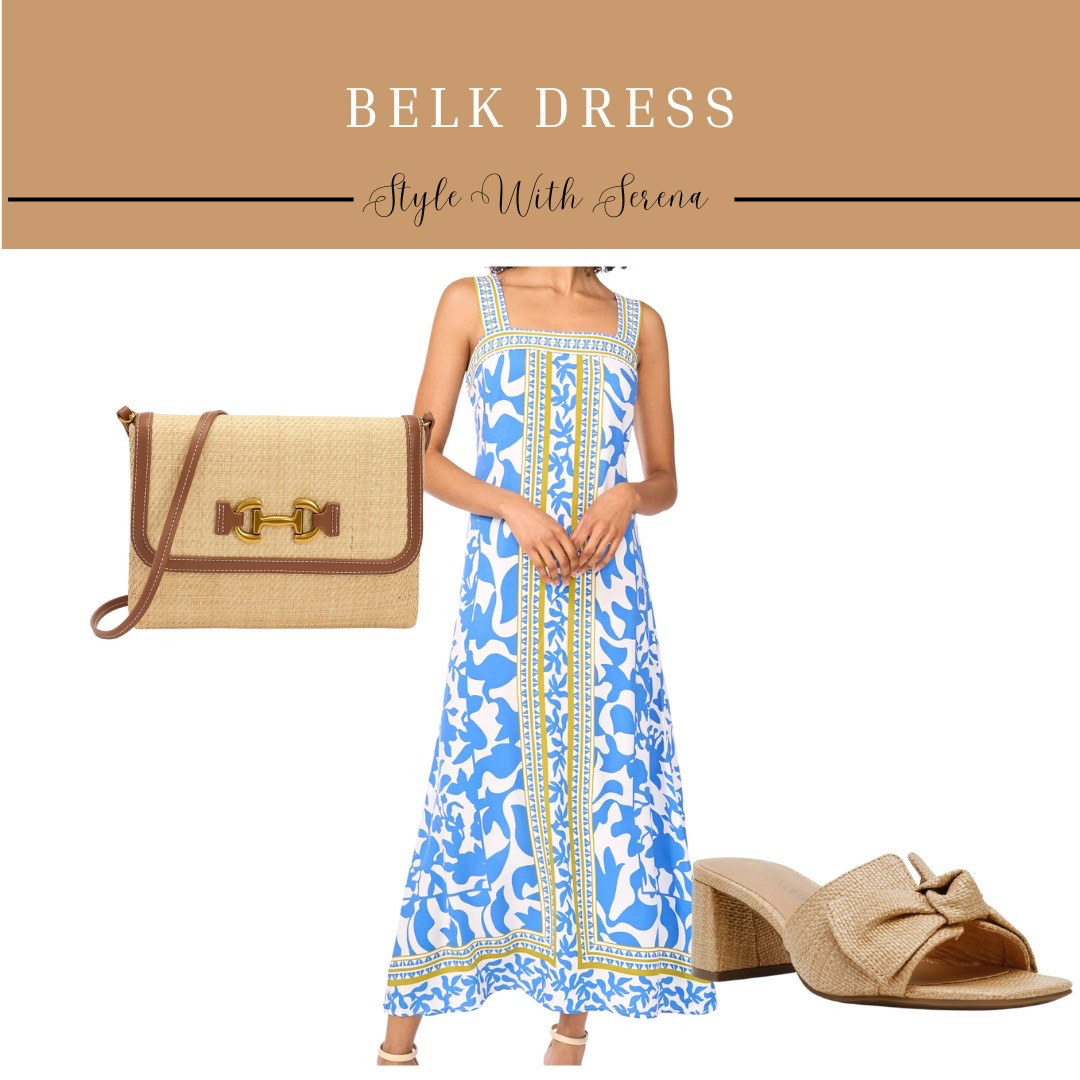 Belk dress, vacation outfit, vacation dress, beach dress, rattan handbag, heels, spring fashion 

#LTKStyleTip #LTKOver40 #LTKFindsUnder100