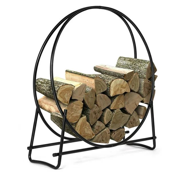 Costway 40-Inch Tubular Steel Log Hoop Firewood Storage Rack Holder Round Display | Walmart (US)