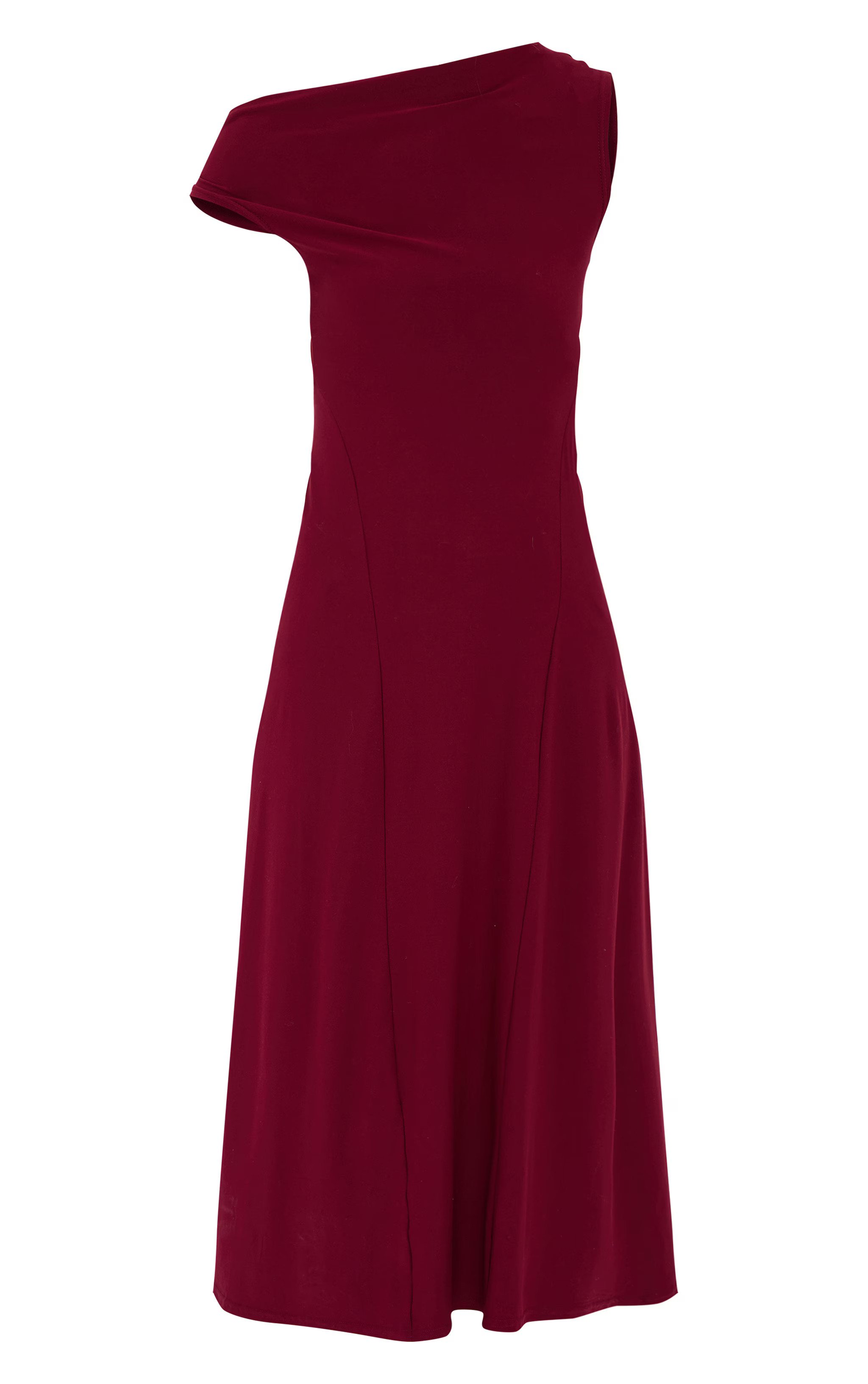 Burgundy Soft Touch Asymmetric Panelled Maxi Dress | PrettyLittleThing US